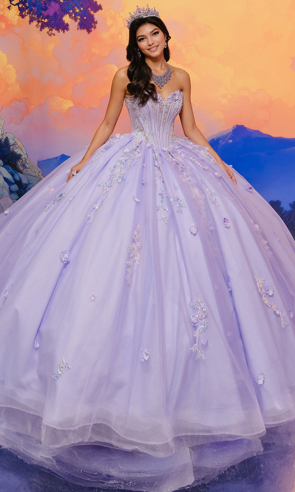 Princesa by Ariana Vara PR30202 - Strapless Corset Floral Ballgown Ball Gowns