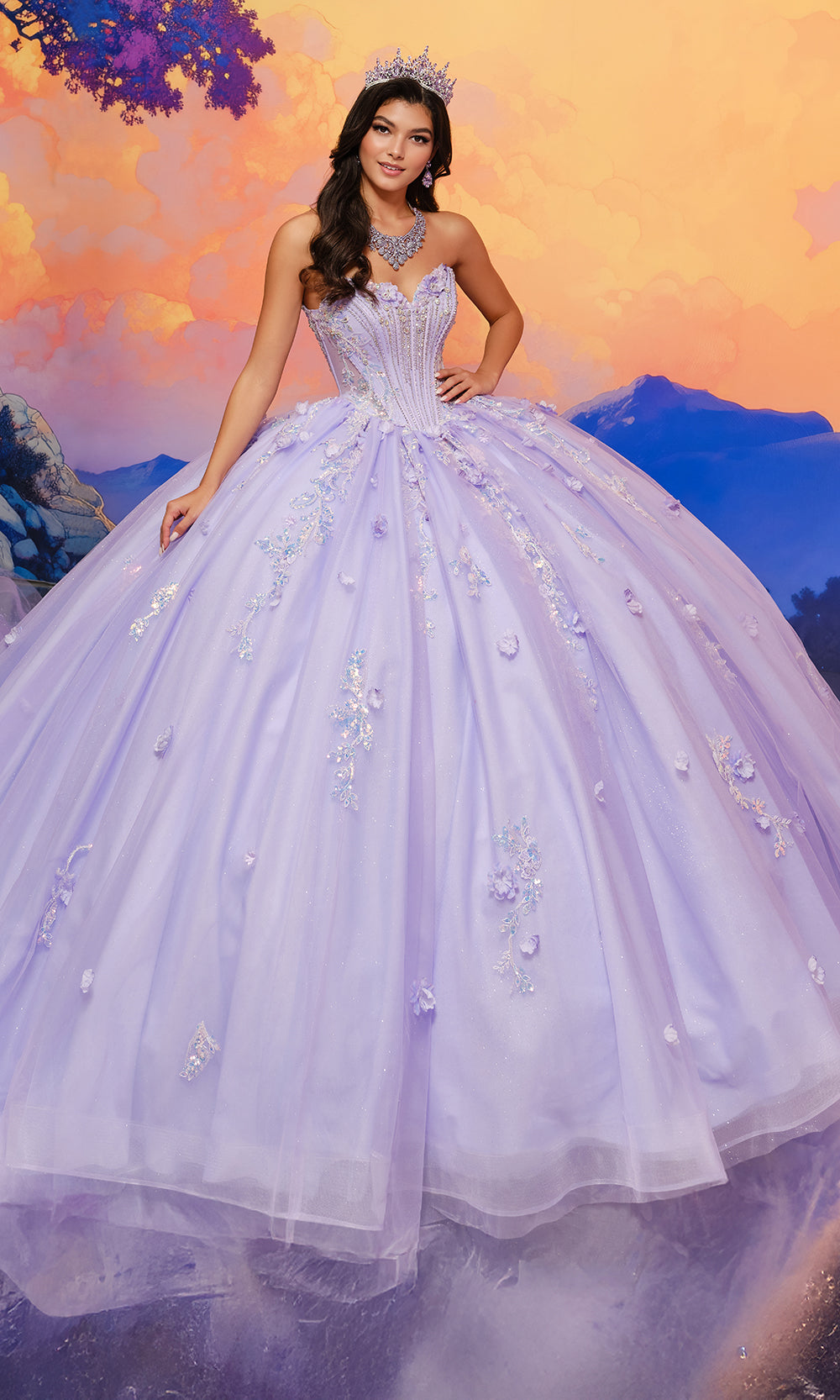 Princesa by Ariana Vara PR30202 - Strapless Corset Floral Ballgown Ball Gowns