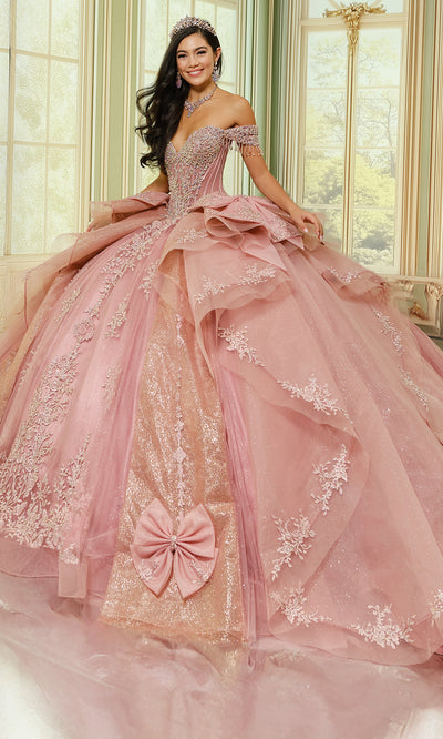 Princesa by Ariana Vara PR30203 - Off Shoulder Tulle Ballgown with Bows Ball Gowns