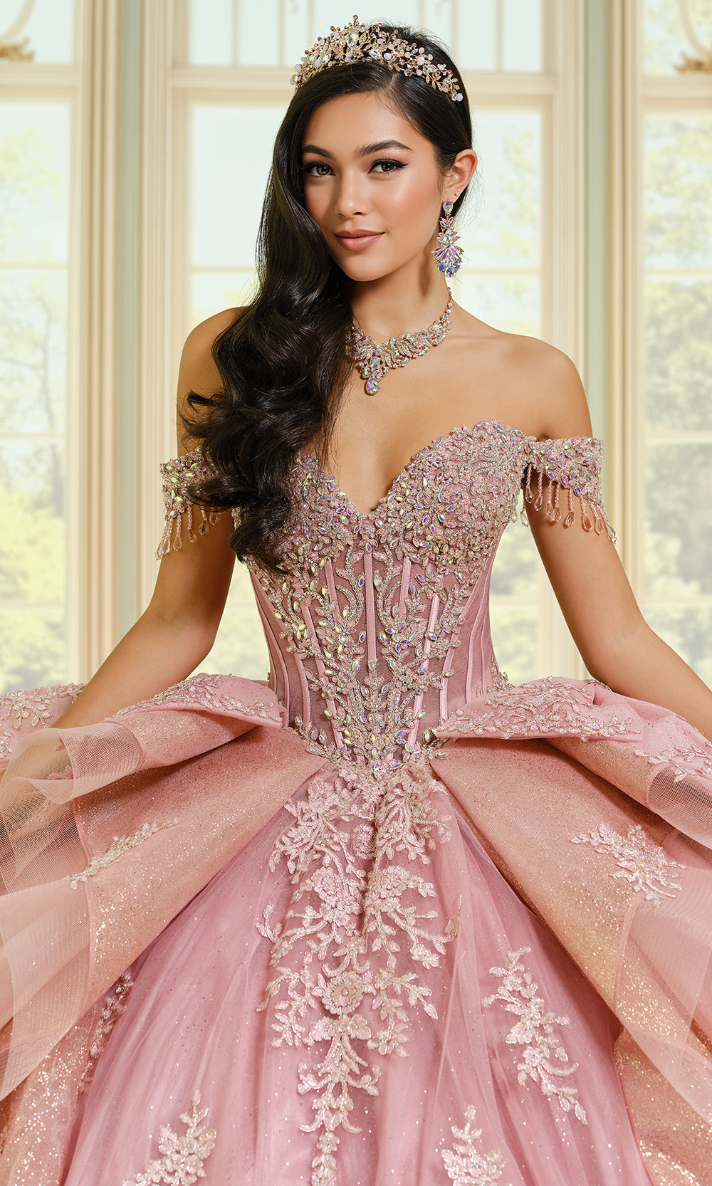 Princesa by Ariana Vara PR30203 - Off Shoulder Tulle Ballgown with Bows Ball Gowns