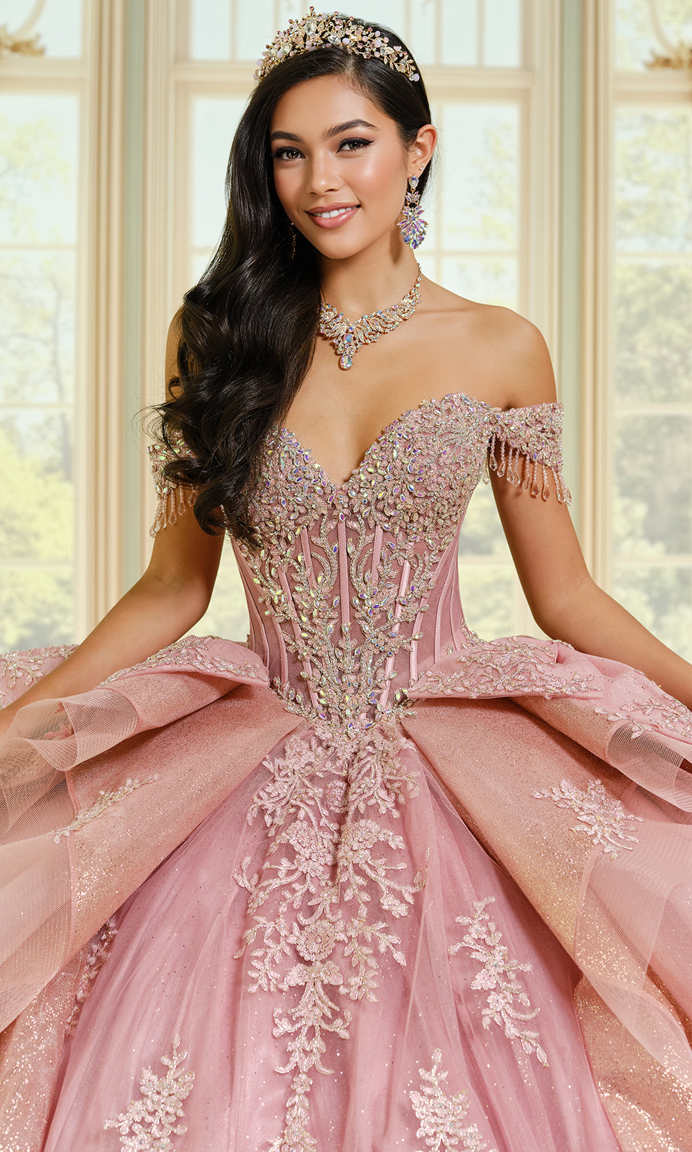 Princesa by Ariana Vara PR30203 - Off Shoulder Tulle Ballgown with Bows Ball Gowns