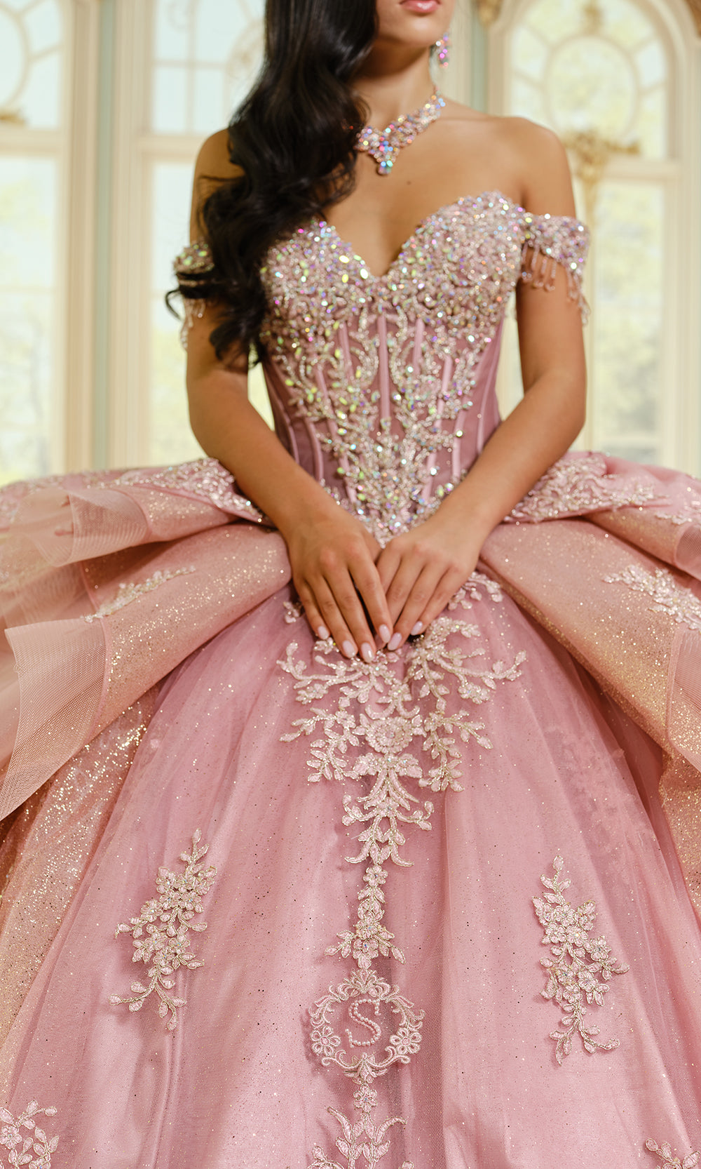 Princesa by Ariana Vara PR30203 - Off Shoulder Tulle Ballgown with Bows Ball Gowns