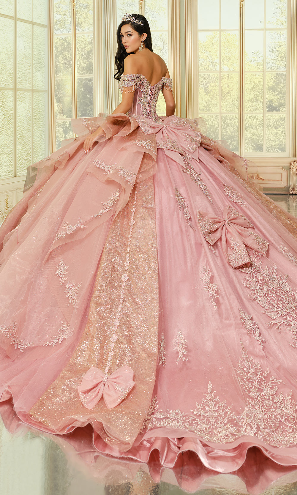 Princesa by Ariana Vara PR30203 - Off Shoulder Tulle Ballgown with Bows Ball Gowns