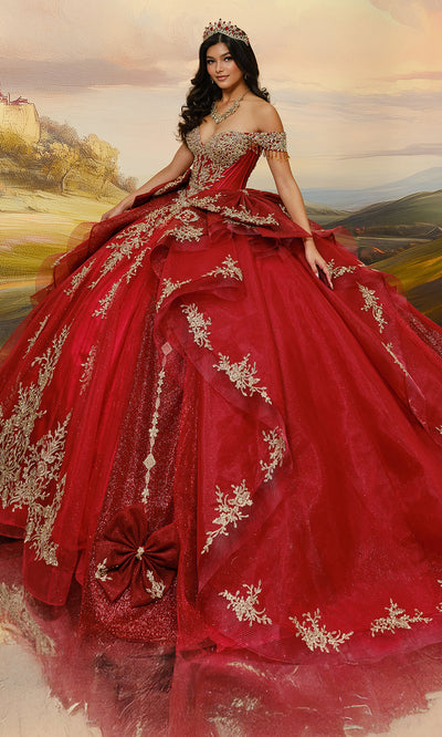 Princesa by Ariana Vara PR30203 - Off Shoulder Tulle Ballgown with Bows Ball Gowns