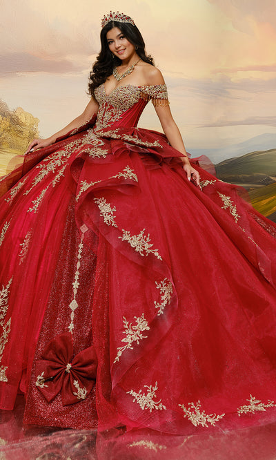 Princesa by Ariana Vara PR30203 - Off Shoulder Tulle Ballgown with Bows Ball Gowns