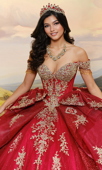 Princesa by Ariana Vara PR30203 - Off Shoulder Tulle Ballgown with Bows Ball Gowns