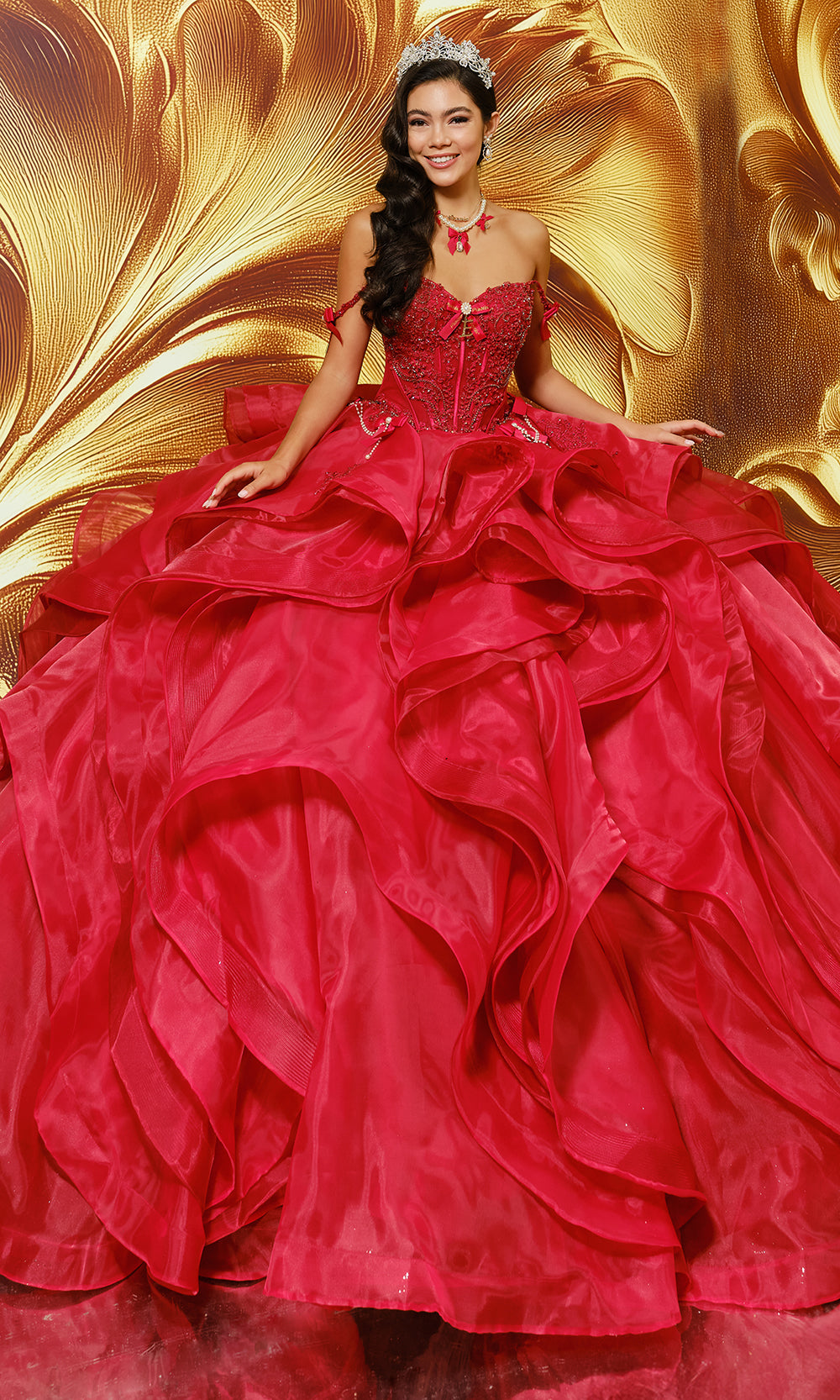 Princesa by Ariana Vara PR30204 - Sweetheart Ruffle Gown with Bow Detail Quinceanera Dresses
