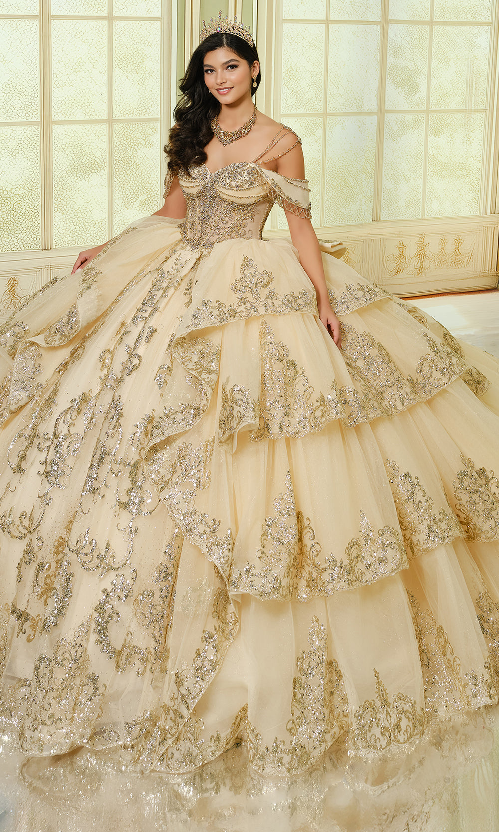 Princesa by Ariana Vara PR30205 - Tiered Glitter Tulle Sweetheart Gown Ball Gowns