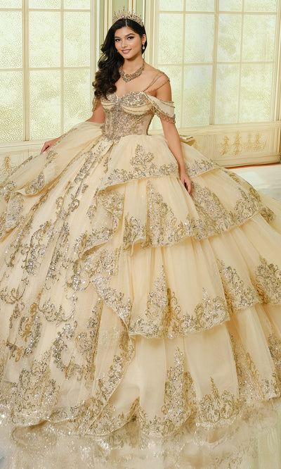 Princesa by Ariana Vara PR30205 - Tiered Glitter Tulle Sweetheart Gown Ball Gowns