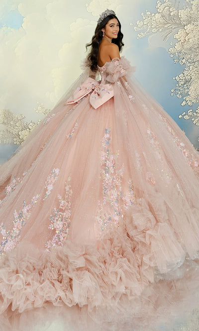 Princesa by Ariana Vara PR30209 - Floral Off Shoulder Ruffled Gown Quinceanera Dresses