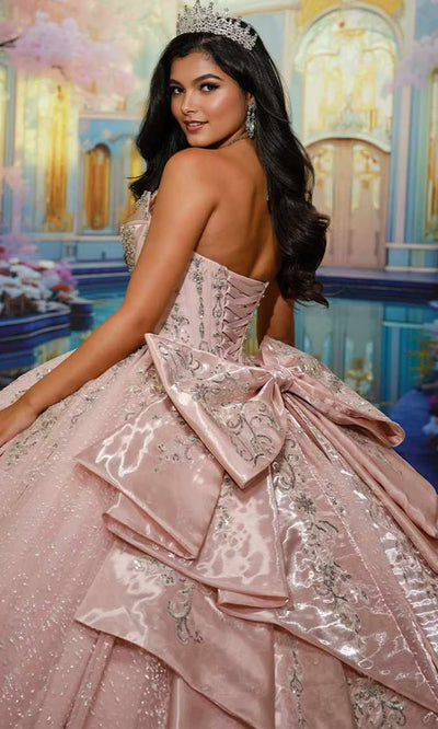 Princesa PR30222 - Metallic Lace Applique Corset Quince Gown Quinceanera Dresses