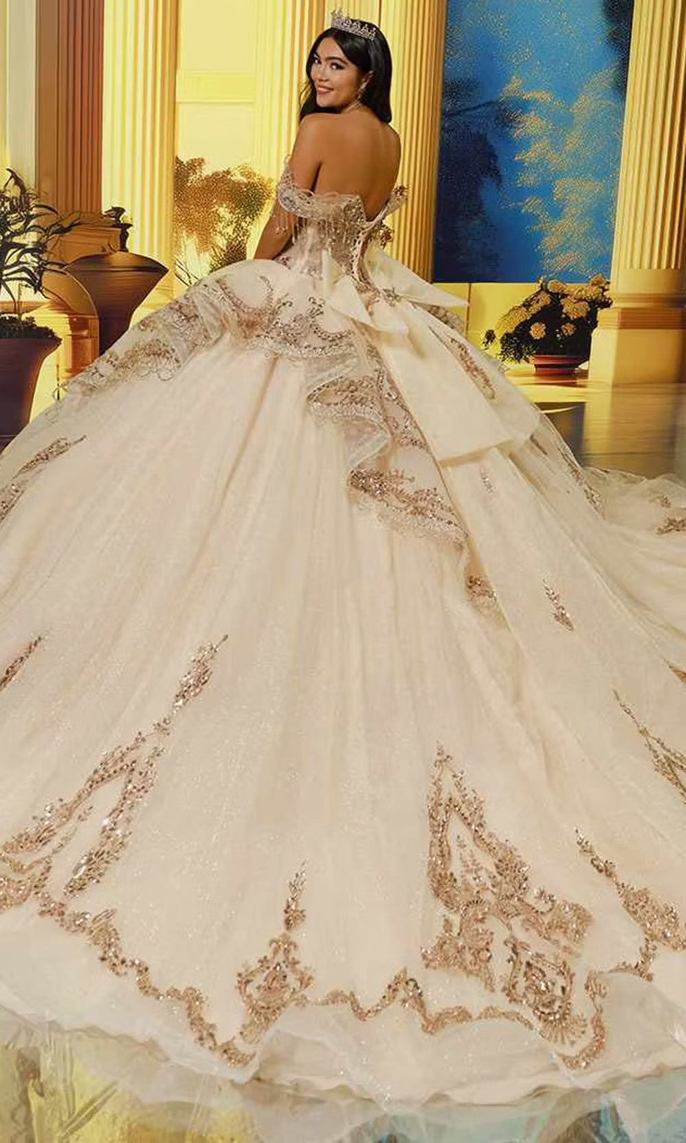 Princesa PR30226 - Off Shoulder Embellished Ballgown with Capelet Quinceanera Dresses