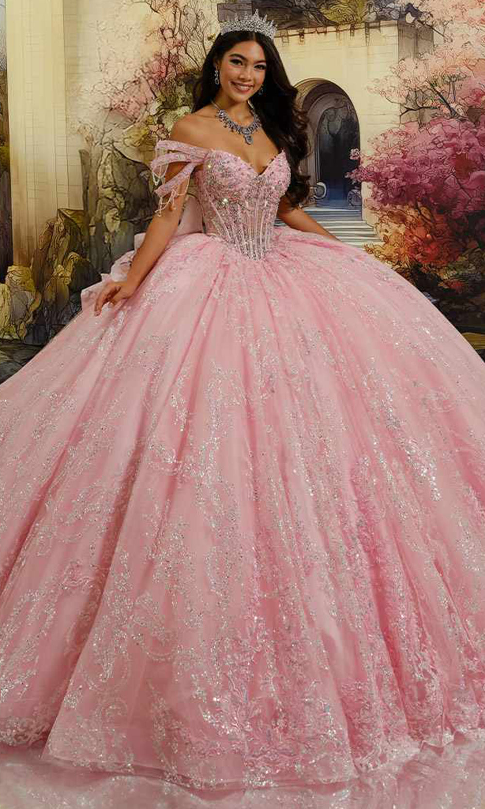 Princesa PR30228 - Lace-Up Back Beaded Quince Gown Quinceanera Dresses