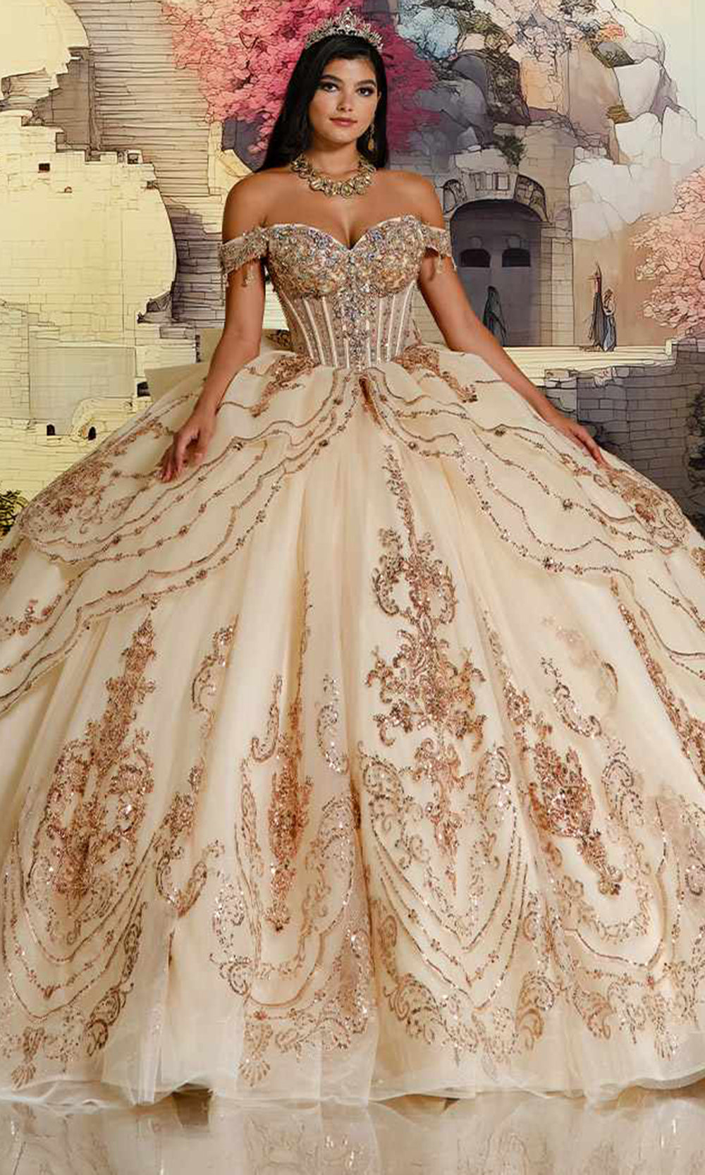 Princesa PR30230 - Illusion Corset Beaded Sweetheart Ballgown Quinceanera Dresses