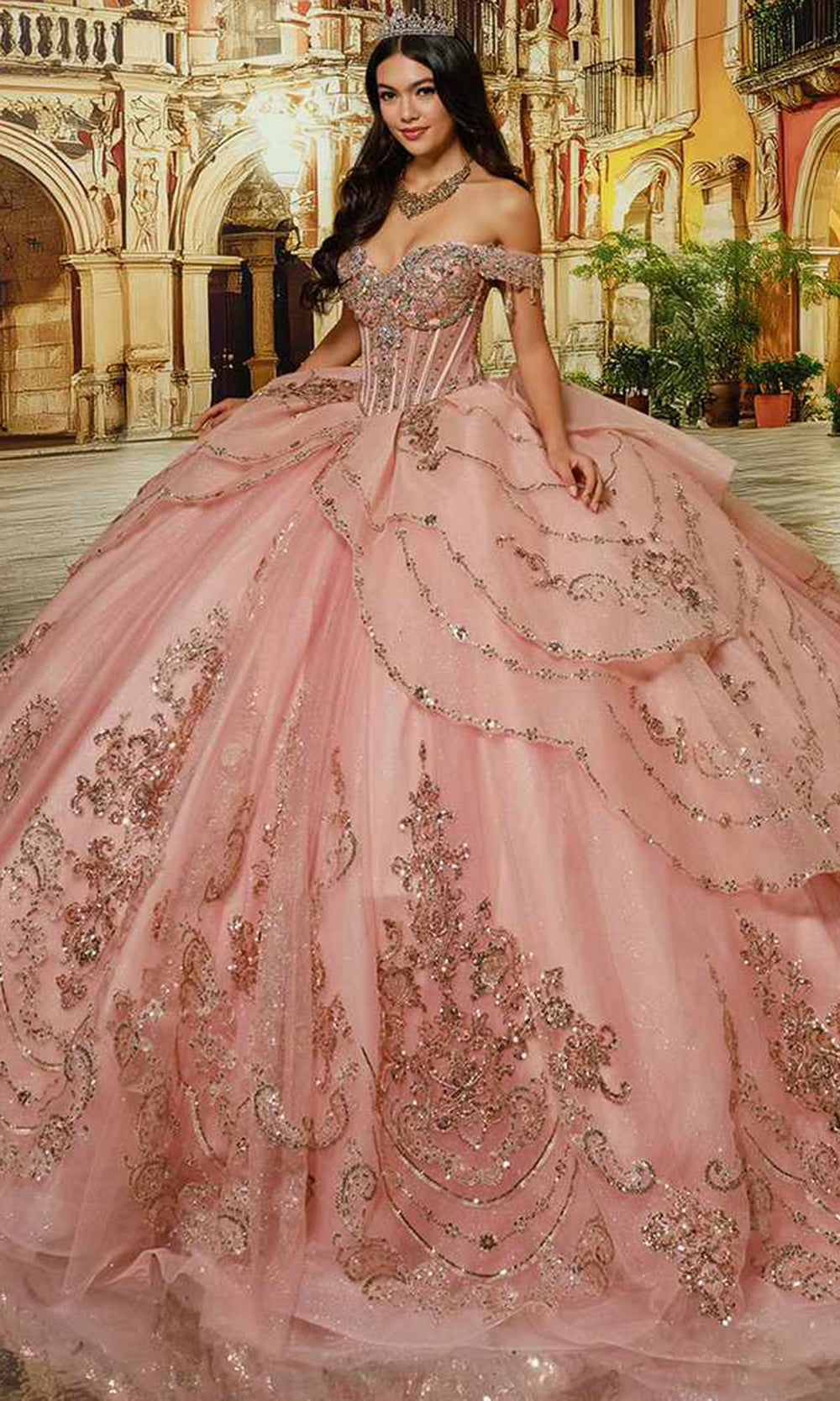 Princesa PR30230 - Illusion Corset Beaded Sweetheart Ballgown Quinceanera Dresses