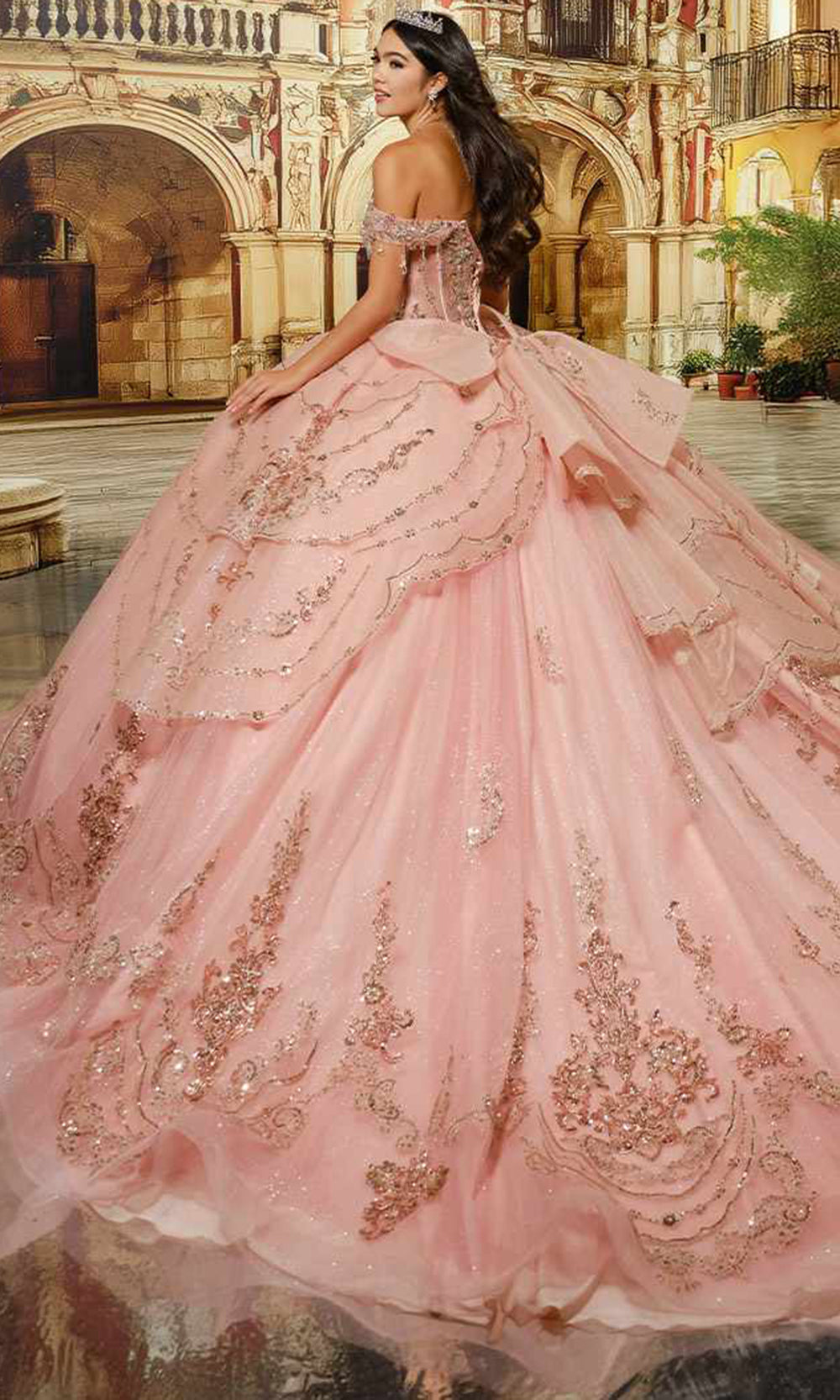 Princesa by Ariana Vara PR30230 - Long Glitter Tulle, Lace Applique, Stone  Accents, Beading, Sequin & Crinoline Ballgown Dress