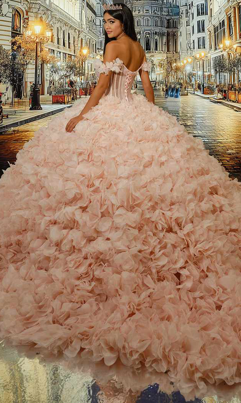 Princesa PR30232 - Off Shoulder 3D Floral Quince Gown Quinceanera Dresses