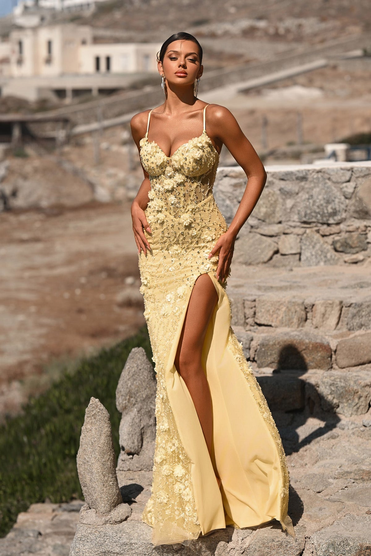 Portia and Scarlett PS25294 - Sleeveless 3D Floral Prom Gown