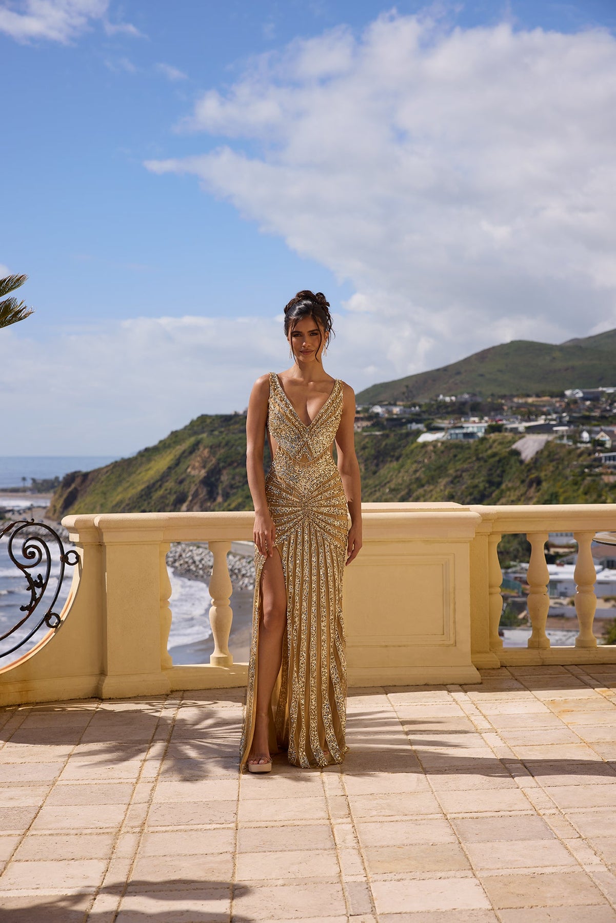 Portia and Scarlett PS25453C - Beaded Open Back Prom Dress