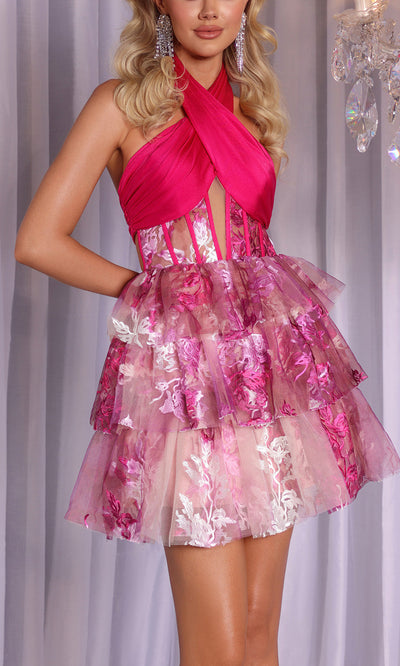 Portia and Scarlett PS25715 - Halter Neckline Sheer A-Line Dress Homecoming Dresses