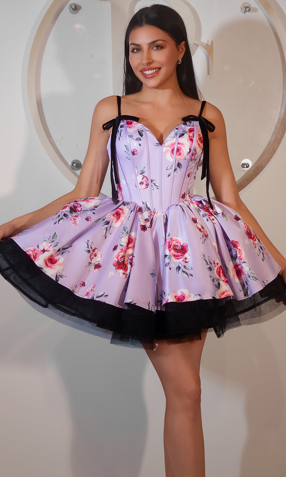 Portia and Scarlett PS25765 - Ribbon Strap Floral Sweetheart Dress Homecoming Dresses