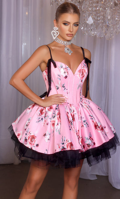 Portia and Scarlett PS25765 - Ribbon Strap Floral Sweetheart Dress Homecoming Dresses