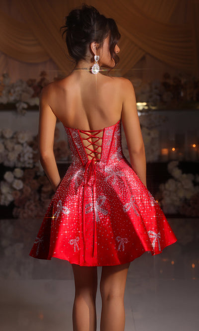 Portia and Scarlett PS25785 - Sparkling Bow Sweetheart Mini Dress Homecoming Dresses