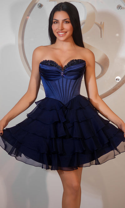 Portia and Scarlett PS25792 - Embellished Strapless Ruffled Dress Homecoming Dresses