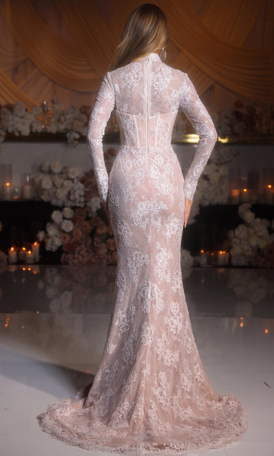 Portia and Scarlett PS25857E - High Neck Lace Sheath Gown Formal Gowns