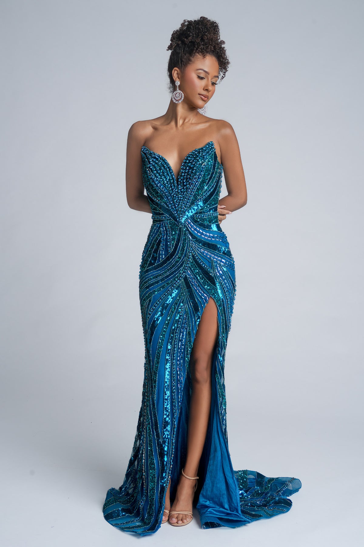 Portia and Scarlett PS25984C - Sequin Strapless Evening Dress