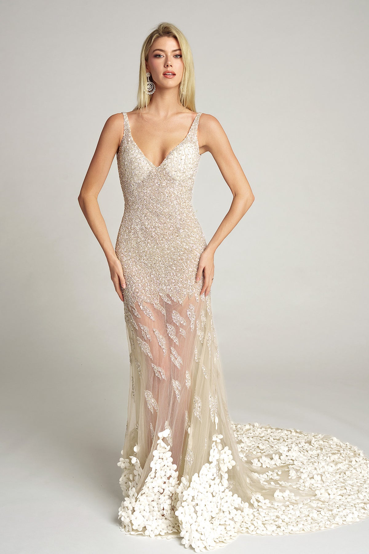 Portia and Scarlett PS25987C - Beaded Ornate Illusion Sheath Gown