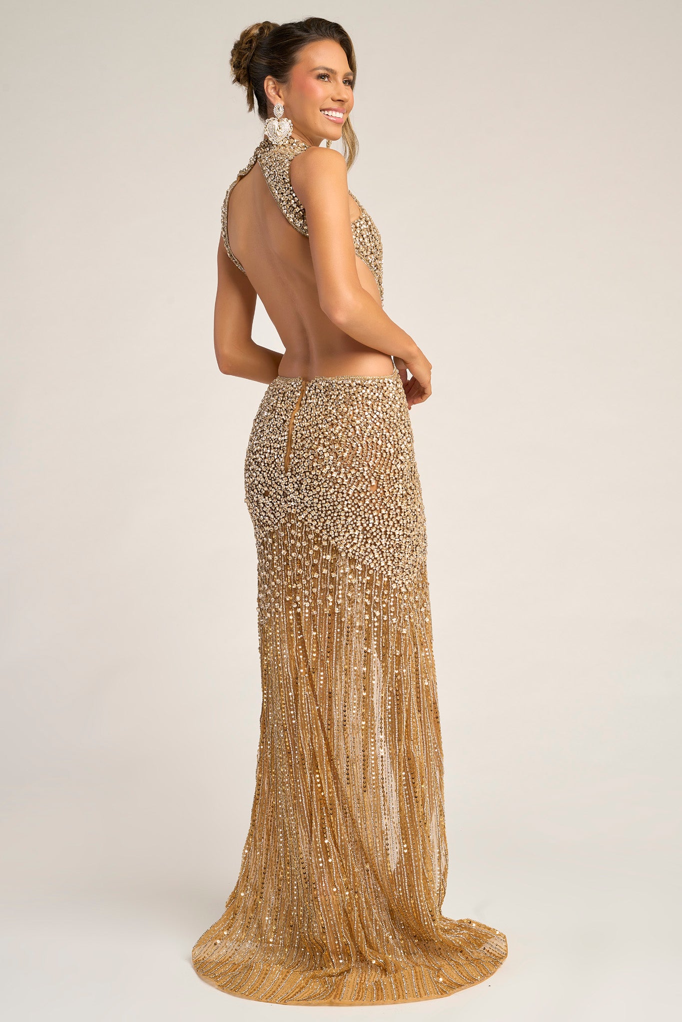 Portia and Scarlett PS25988C - Sparkle Plunging V-Neck Gown with Slit