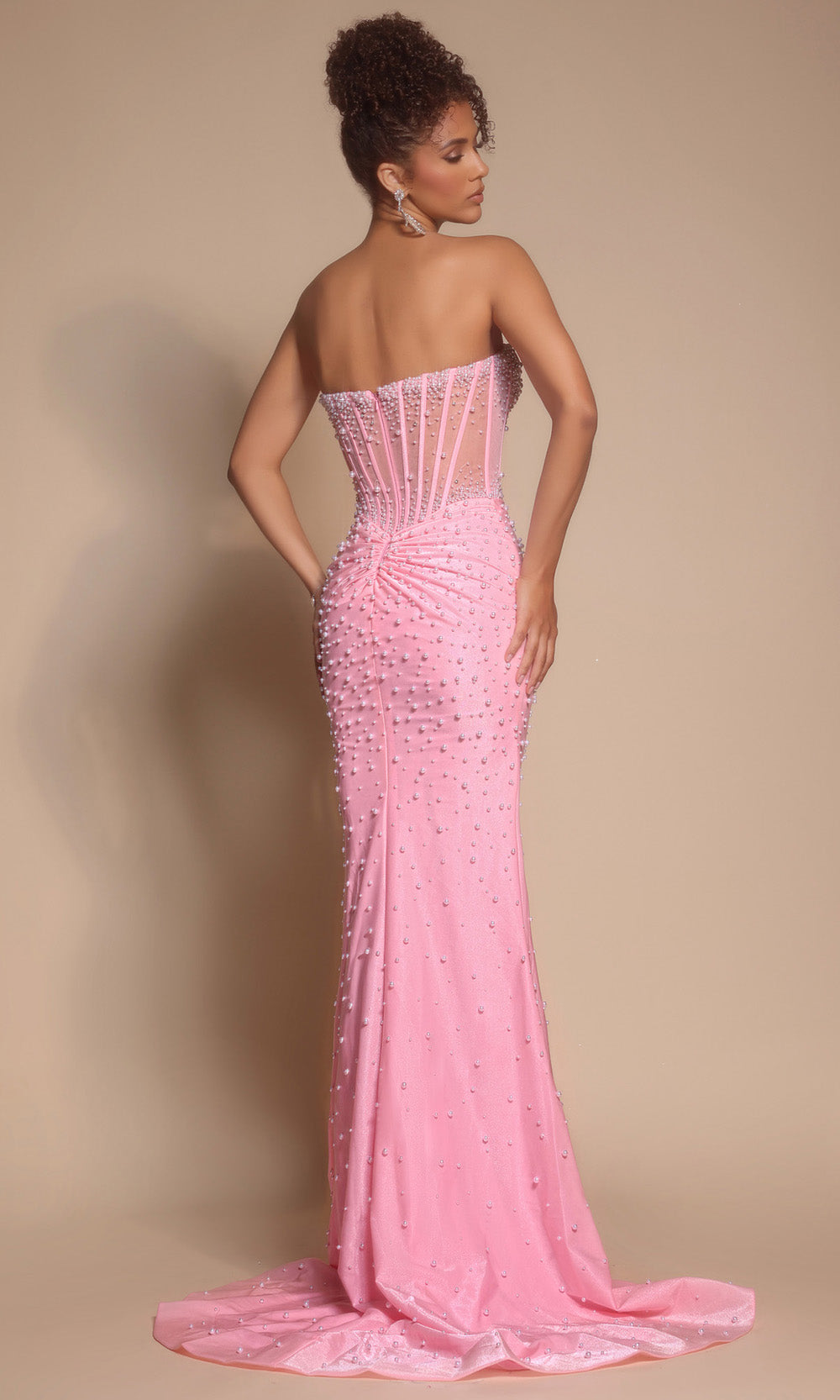 Portia and Scarlett PS26002 - Strapless Slit Dress With Pearl Beading Prom Dresses