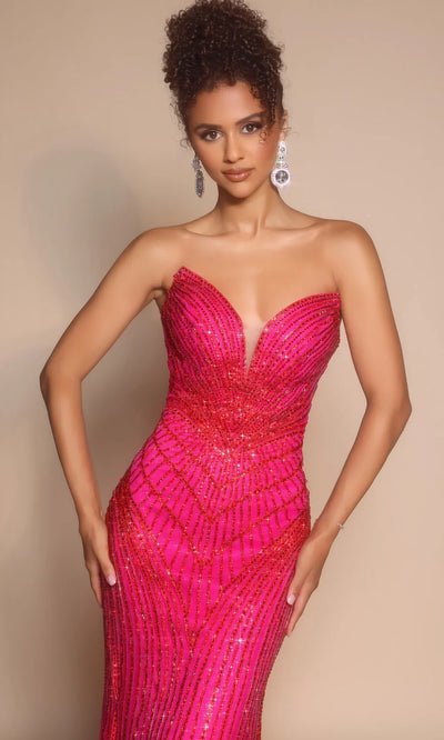 Portia and Scarlett PS26004 - Strapless V-Neckline Sparkle Dress Pageant Dresses