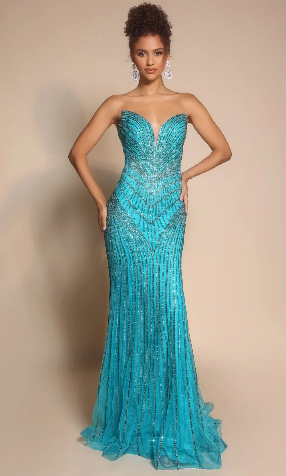 Portia and Scarlett PS26004 - Strapless V-Neckline Sparkle Dress Pageant Dresses