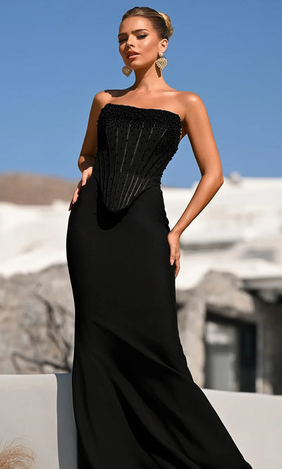 Portia and Scarlett PS26008 - Beaded Corset Bodice Sheath Dress Prom Dresses