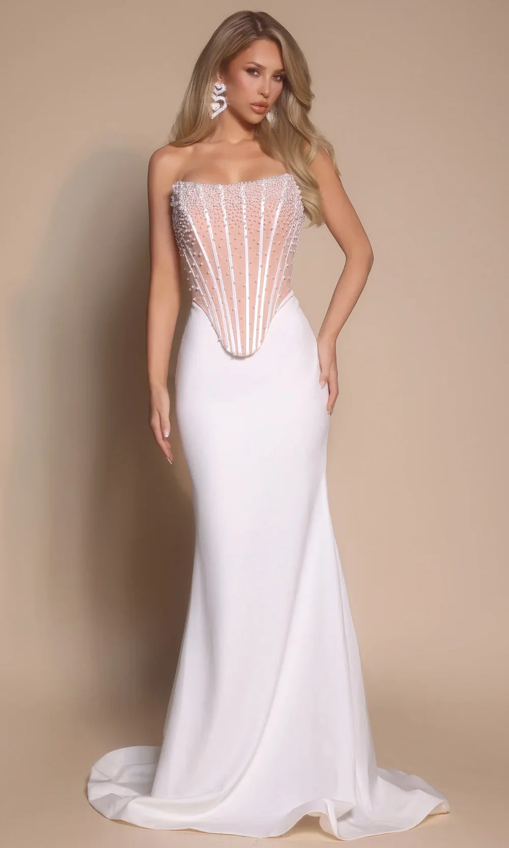 Portia and Scarlett PS26008 - Beaded Corset Bodice Sheath Dress Prom Dresses