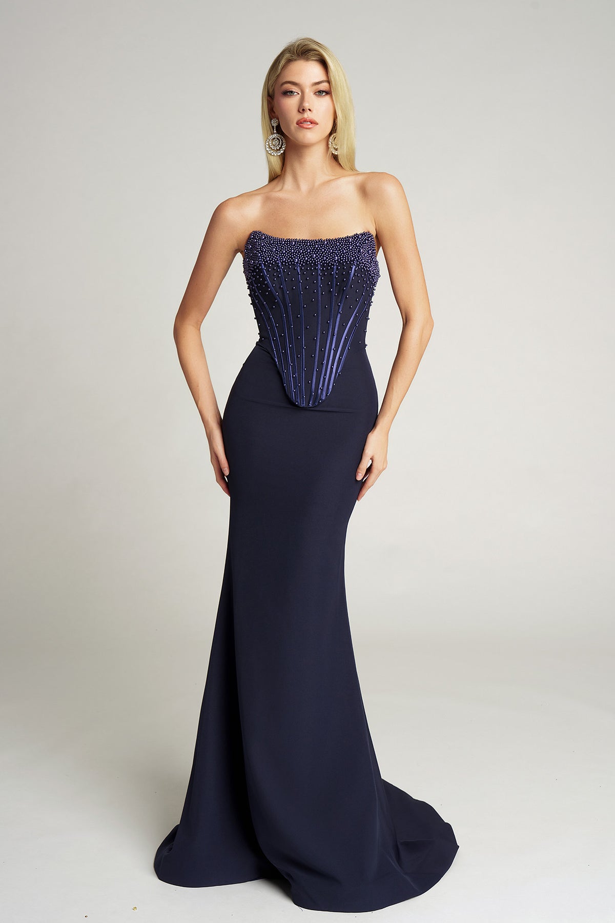 Portia and Scarlett PS26008 - Beaded Corset Bodice Sheath Dress