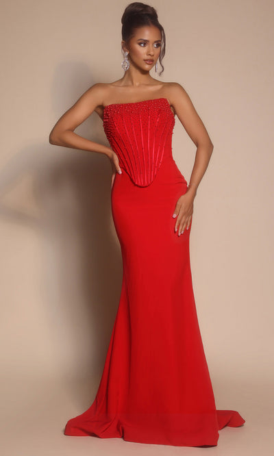 Portia and Scarlett PS26008 - Beaded Corset Bodice Sheath Dress Prom Dresses