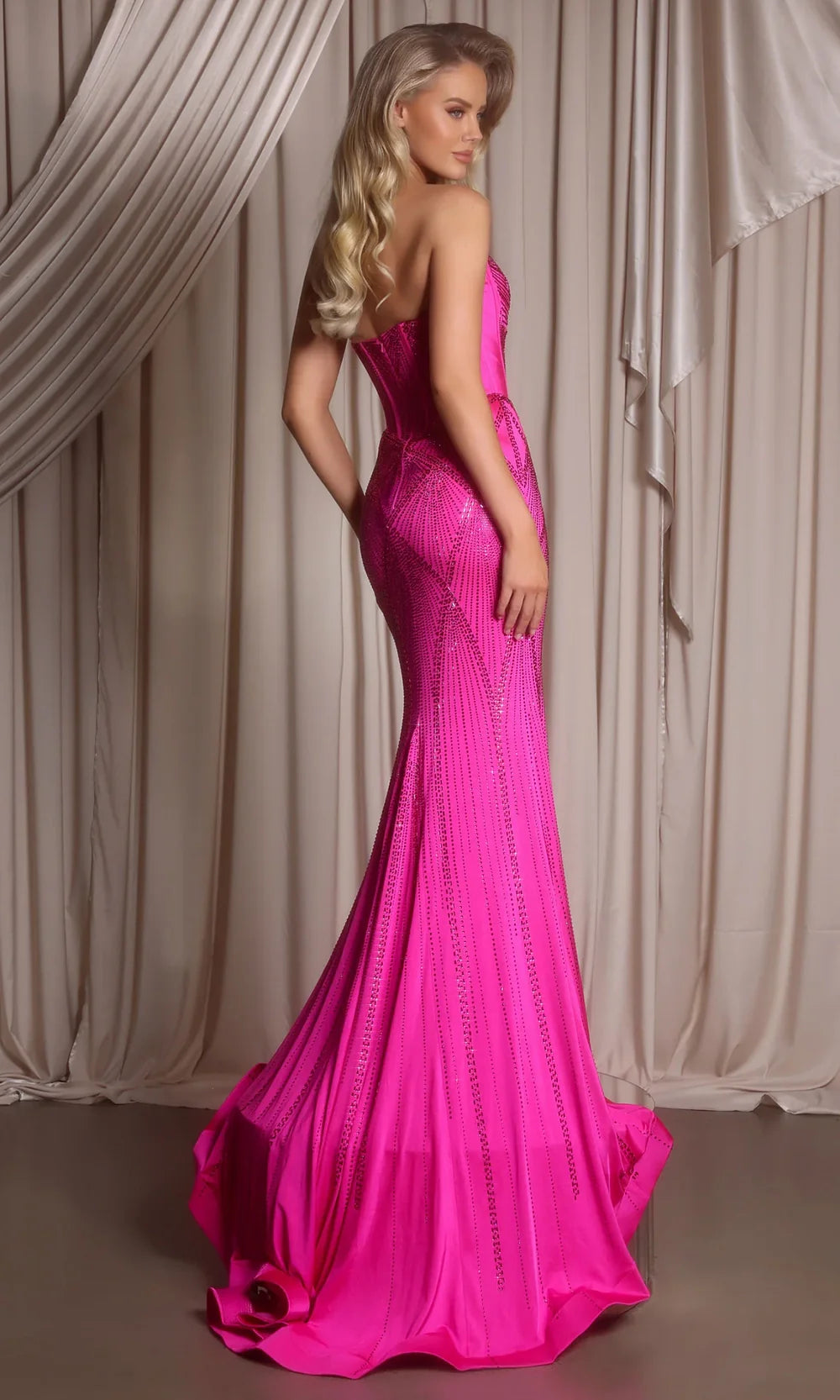 Portia and Scarlett PS26013 - Illusion Plunge Corset Beaded Dress Prom Dresses