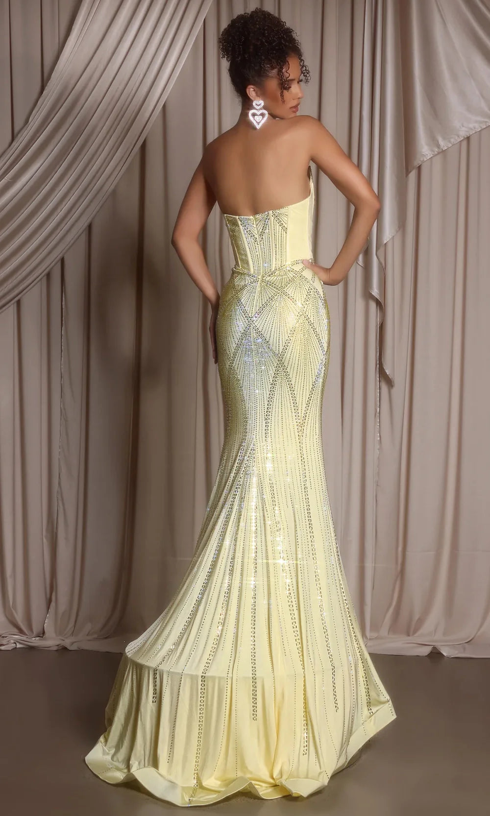 Portia and Scarlett PS26013 - Illusion Plunge Corset Beaded Dress Prom Dresses