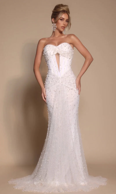 Portia and Scarlett PS26022 - Strapless Tulle Beaded Prom Dress Prom Dresses