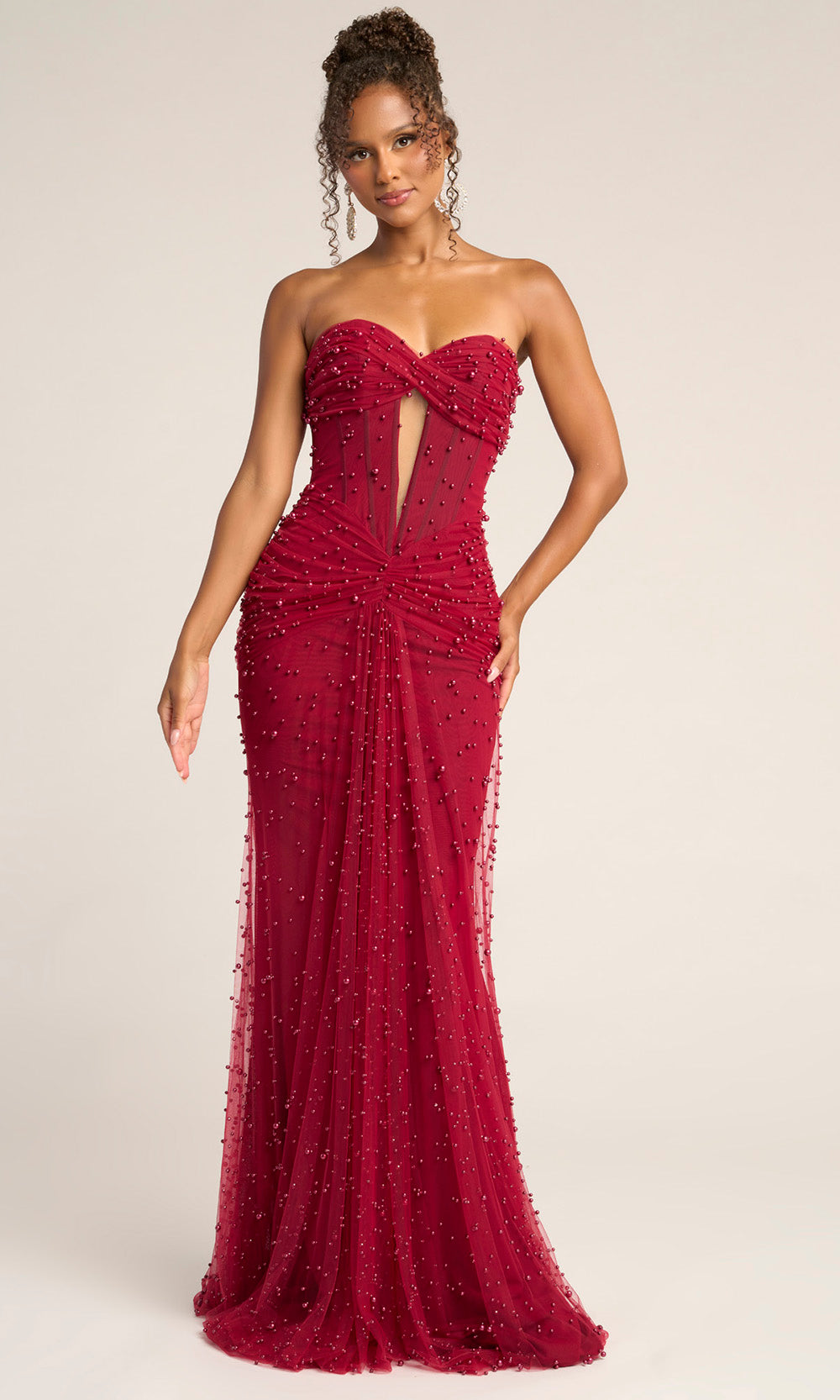 Portia and Scarlett PS26022 - Strapless Tulle Beaded Prom Dress Prom Dresses