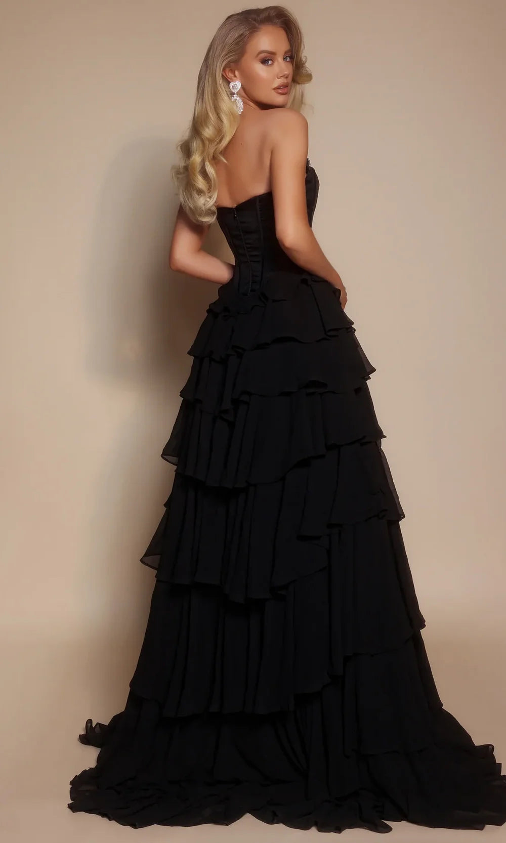 Portia and Scarlett PS26024 - Beaded Bust Ruffle A-Line Gown Prom Dresses