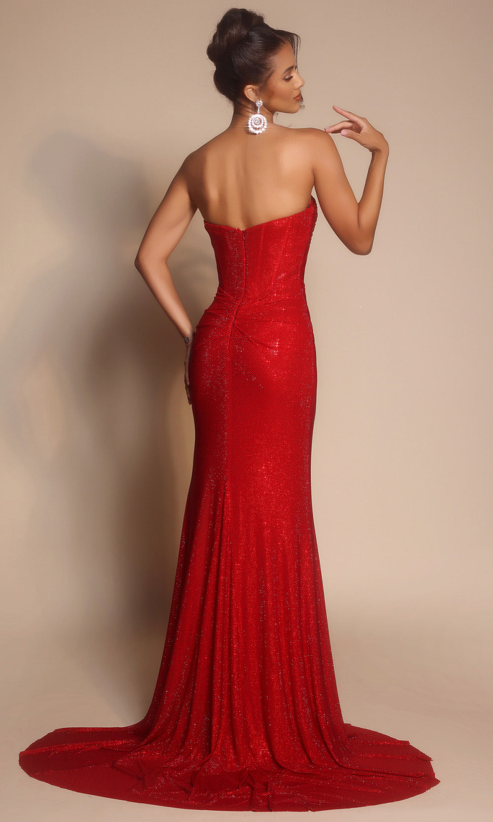 Portia and Scarlett PS26026 - Ruched Bodice Strapless Slit Dress Pageant Dresses