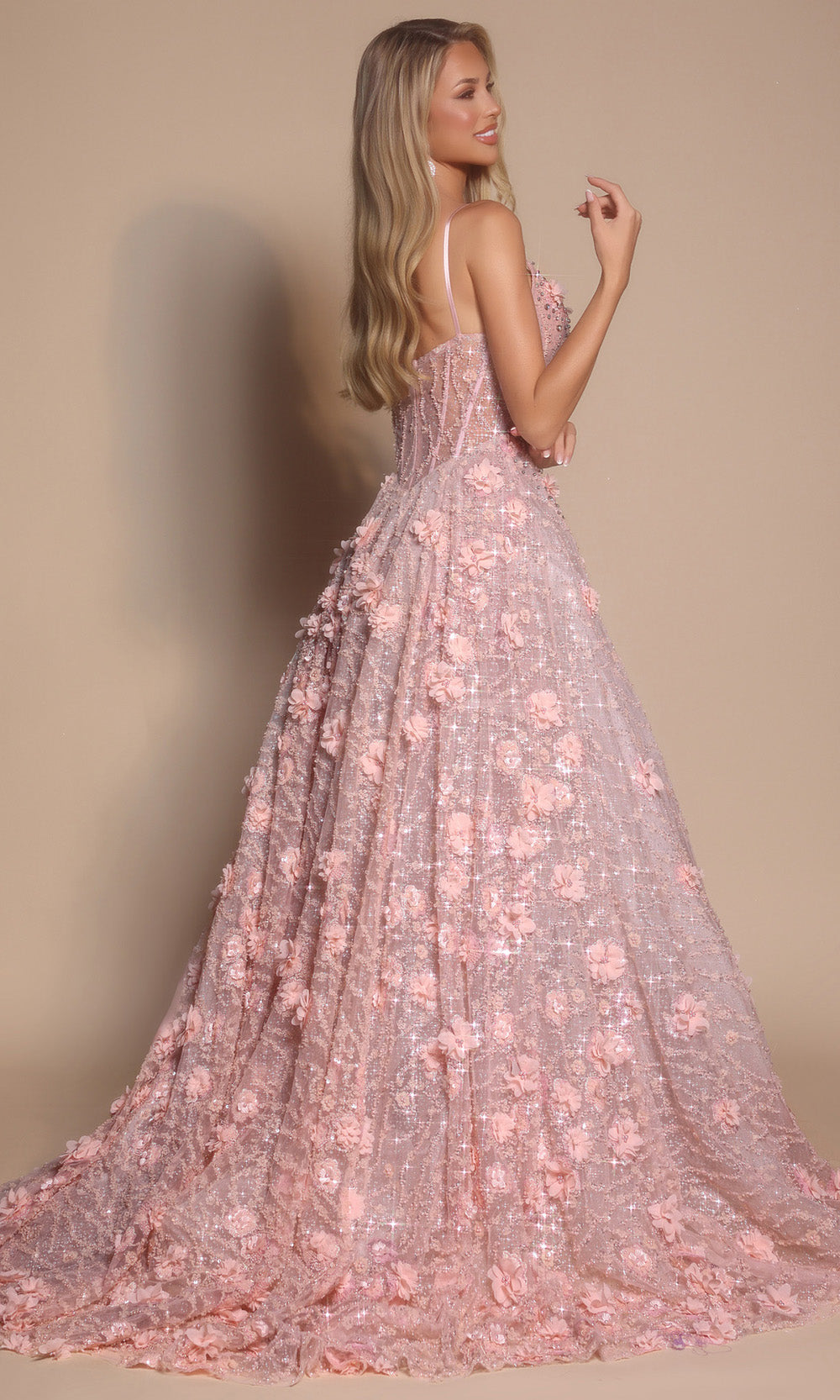 Portia and Scarlett PS26027 - V-Neck Sleeveless Dress With Floral Appliques Prom Dresses