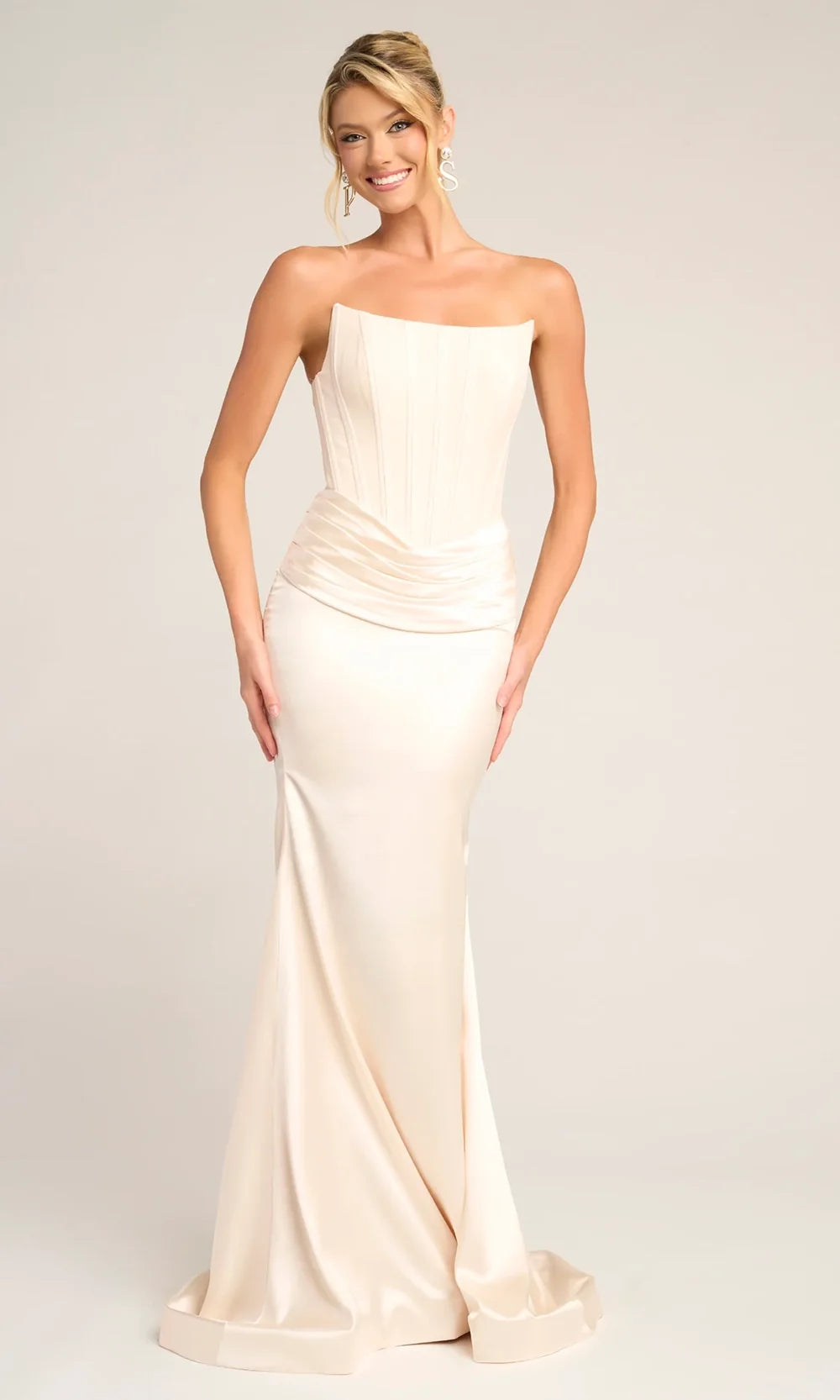 Portia and Scarlett PS26032 - Pleated Waist V-Back Long Dress