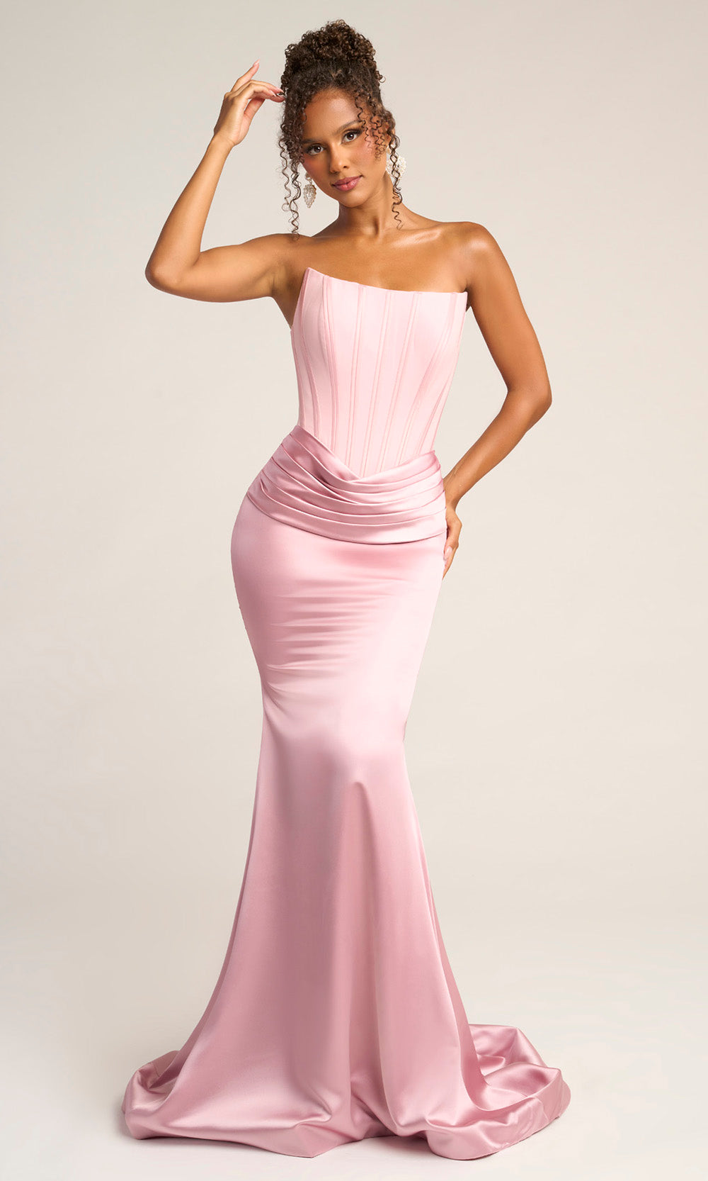 Portia and Scarlett PS26032 - Pleated Waist V-Back Long Dress Prom Dresses