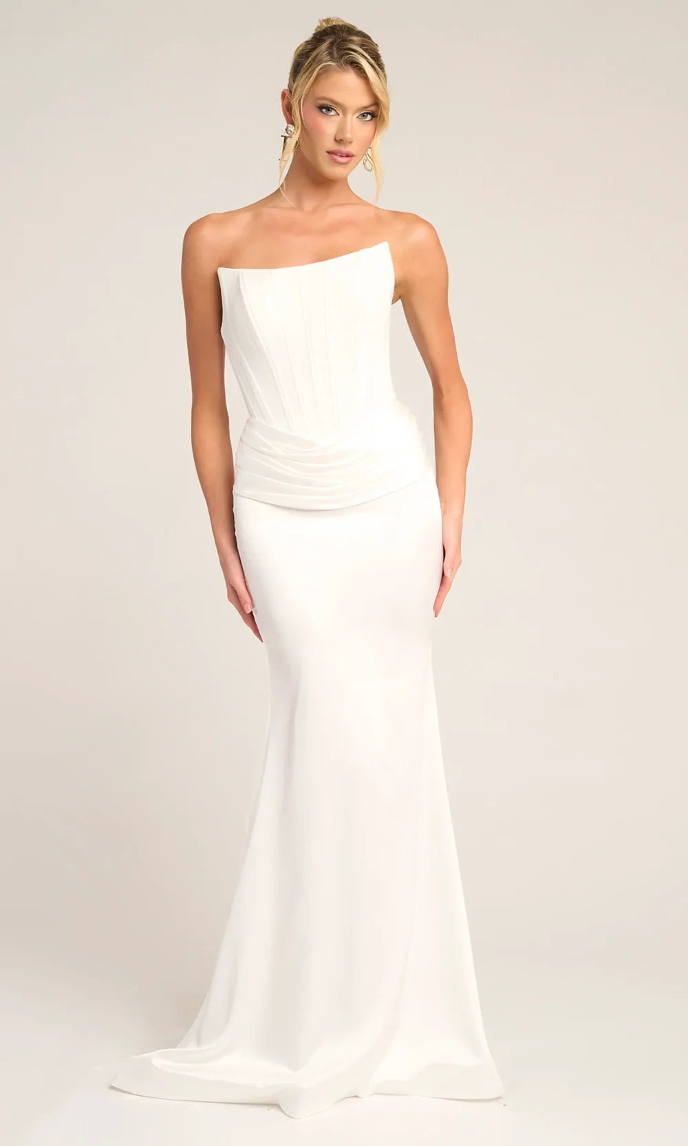 Portia and Scarlett PS26032 - Pleated Waist V-Back Long Dress Prom Dresses