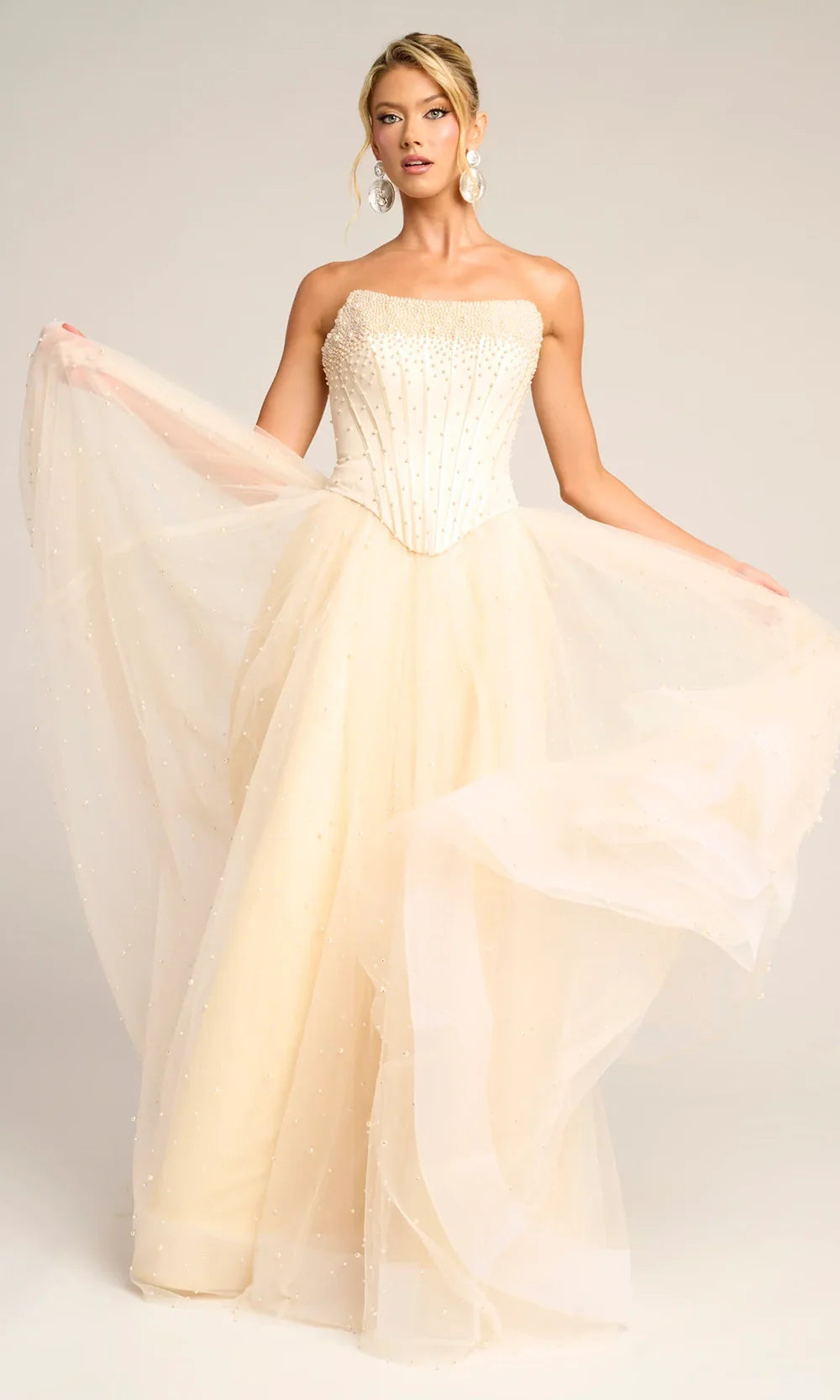 Portia and Scarlett PS26034 - A-Line Skirt Pearl Beaded Prom Gown Prom Dresses